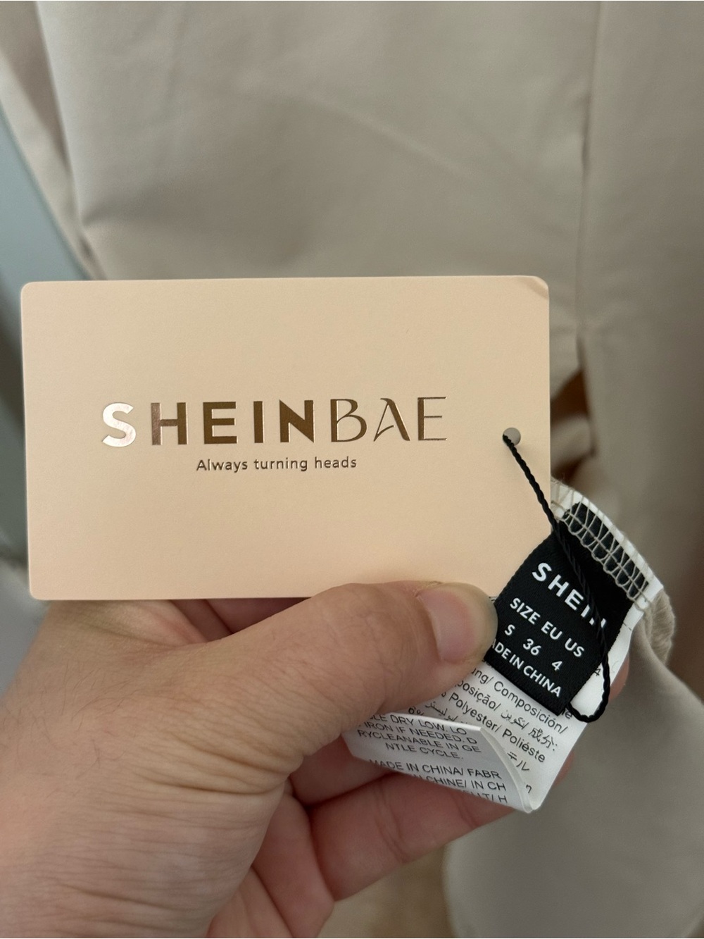 SHEIN Cream Square-Neck Midi Bodycon Dress / Size: SMALL - Picture 8 of 9